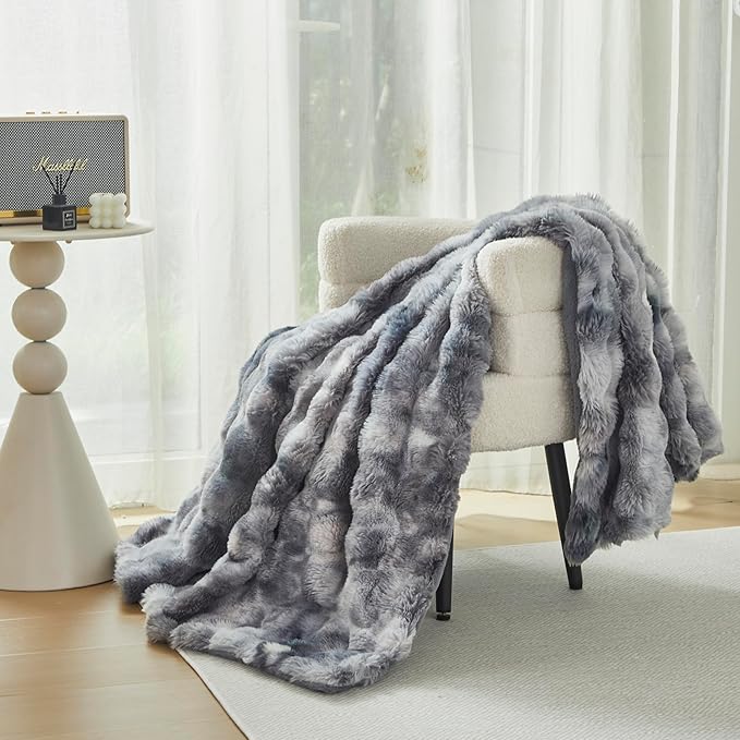 Faux Fur Throw Blanket for Couch Cozy Fuzzy Soft Plush Thick Fluffy Fleece - Image 4