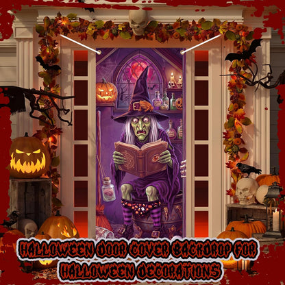 Preboun 6 Pcs Halloween Door Cover, 35 x 78 Inch Hanging Banner