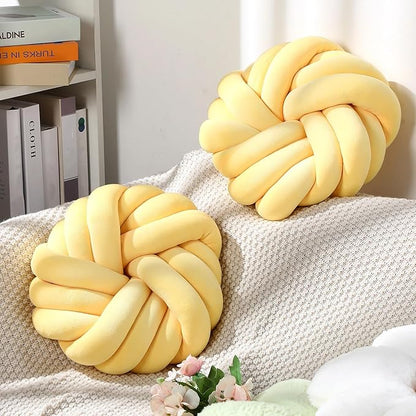Fumete 2 Pcs 14 Inches Knot Pillow Round Throw Soft Plush Knot Ball Pillow - Image 5