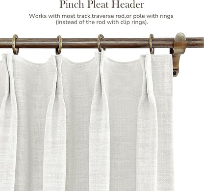 TWOPAGES 100 W x 102 L inch Pinch Pleated Curtain Room Darkening Linen Drapery - Image 3