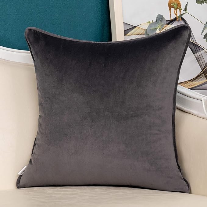 Yangest Grey Striped Patchwork Throw Pillow Cover Gold Leather Cushion Cover - Image 2