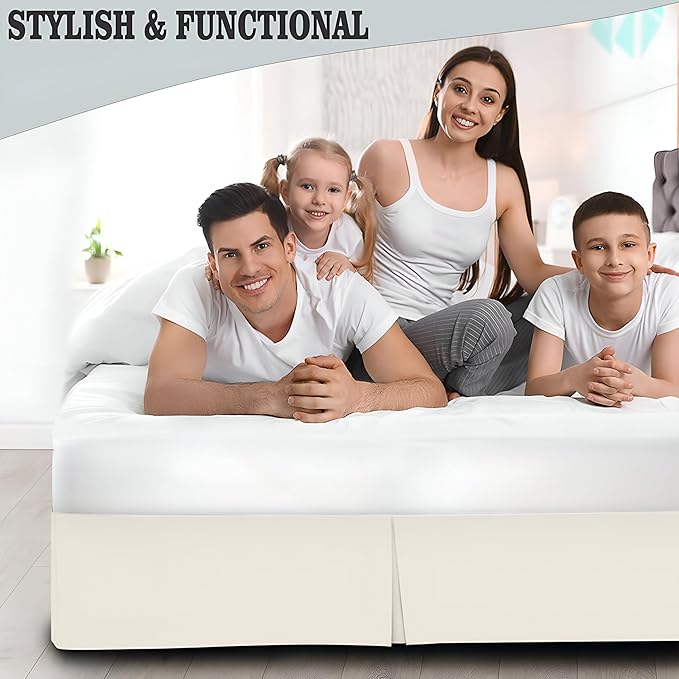 Pleated Bed Skirt King Size, Split Corners, Wrinkle-Resistant Microfiber - Image 5