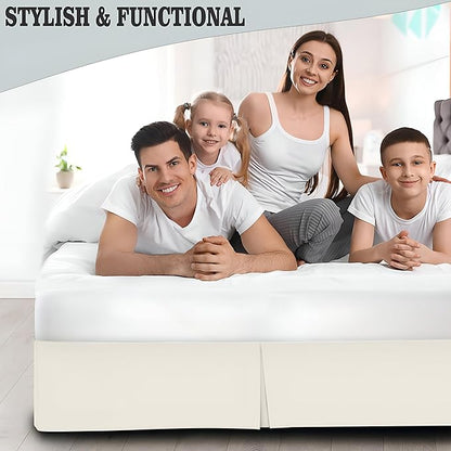 Pleated Bed Skirt Queen Size, Split Corners, Wrinkle-Resistant Microfiber - Image 5