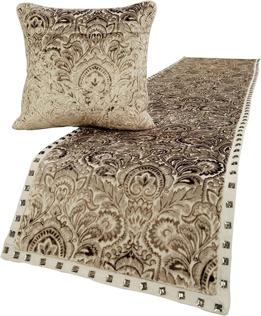 The HomeCentric King/Queen/Twin Beige Decorative King 90"x18" Bed Runner by TheHomeCentric