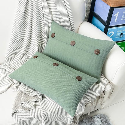 HWY 50 Sage Green Chenille Throw Pillow Covers 12x20 Inch - Image 4