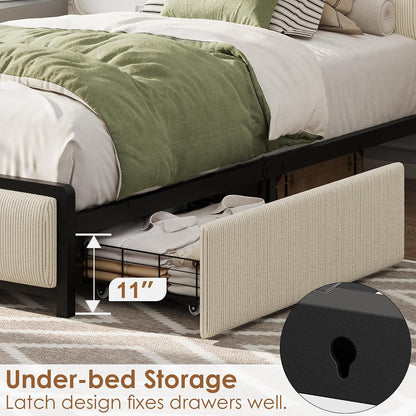 gaomon twin size bed frame with 2 drawers, package contents