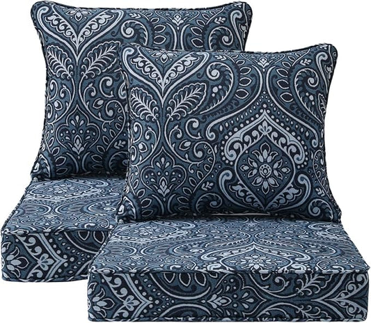 Outdoor Patio Chair Cushions Set, Water-Repellent, Fade Resistant, Deep Seat by Unimatta