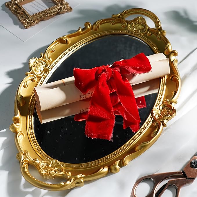 Red Velvet Ribbon for Christmas Decorations 1.5 Inch Raw Edge Rustic Frayed - Image 4