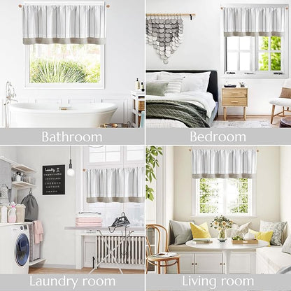 jinchan Nautical Valance Striped Linen Curtain 16 Inch Farmhouse Room Darkening - Image 9