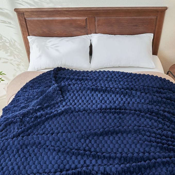 NEWCOSPLAY Super Soft Queen Blanket Dark Navy Premium Silky Flannel Fleece 3D - Image 8