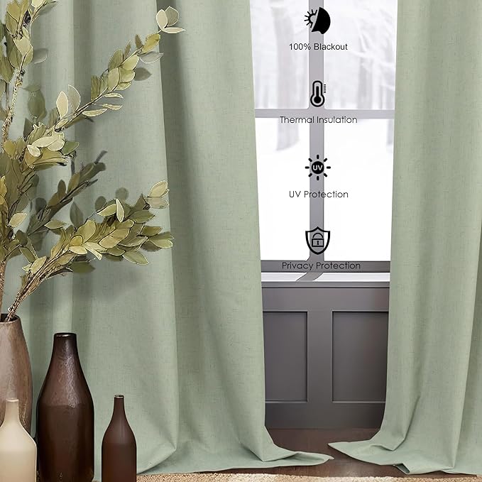 Sage Green Boho Blackout Curtains 72 Inch Length - Image 6