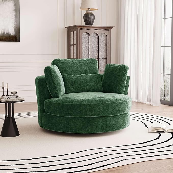 Aoiy & Wifon 50.2'' W Oversized Swivel Barrel Chair, Round Oversized Arm Chair - Image 6