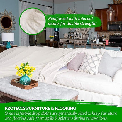 All Purpose Canvas Drop Cloth 4x12, Canvas Tarp - Image 3