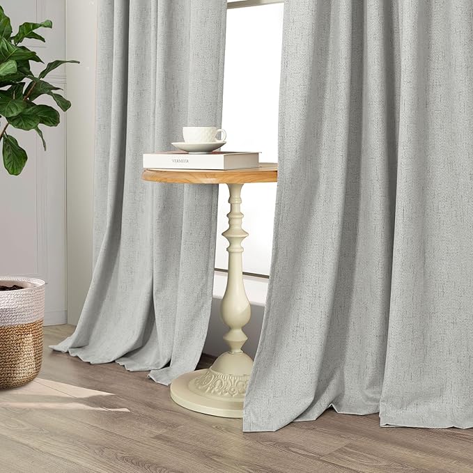 Extra Long White Gray Blackout Curtains 108 Inch Long - Image 7