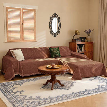 MYSKY HOME Couch Cover for Sectional Sofa, 2 Pieces Chenille Couch Covers for L - Image 2