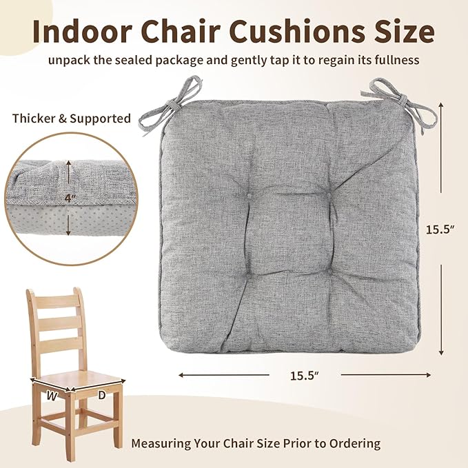 Chair Cushions for Dining Chairs, Tufted Foam Kitchen Chair, Non-Slip Seat - Image 2
