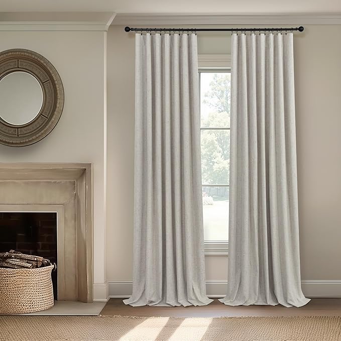 Linen Blackout Curtains 84 Inch Length 2 Panels Set - Image 2