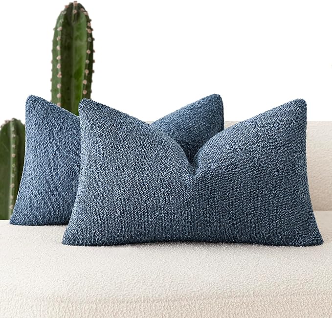 Foindtower Pack of 2 Textured Boucle Throw Pillow Covers Accent Solid by Foindtower