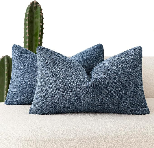 Foindtower Pack of 2 Textured Boucle Throw Pillow Covers Accent Solid by Foindtower