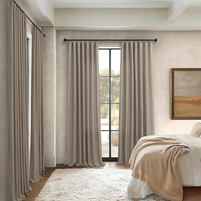 Pitalk Taupe Linen Curtains 63 Inch Length 2 Panels Soft Thick Linen Textured - Image 6