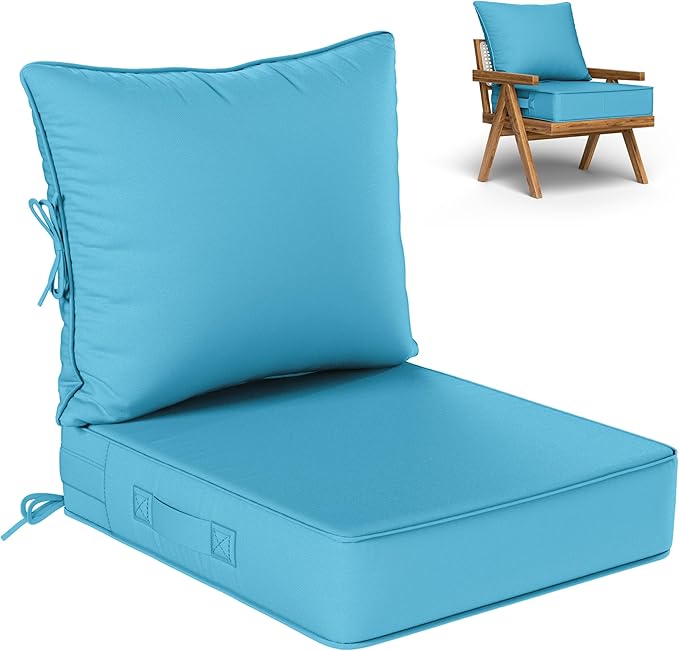 Outdoor Seat Cushion Set 22 L × 24 W × 5 H Inch Waterproof & Fade Resistant by VisitheKimunukStore
