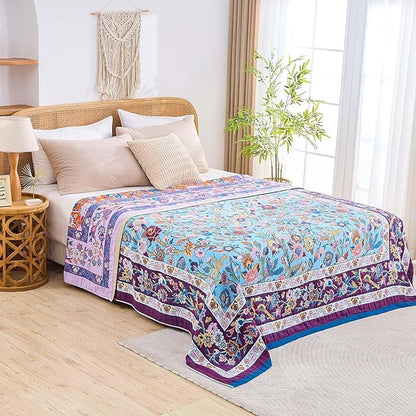 Fall Blanket for Bed, 100% Cotton Soft Rustic Boho Throw Blanket Quilt - Image 7