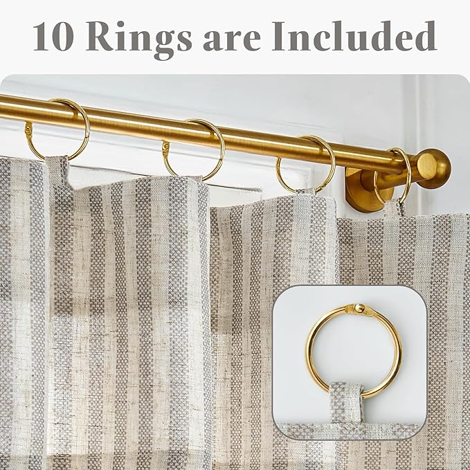 jinchan Striped Linen Kitchen Curtains - Image 9