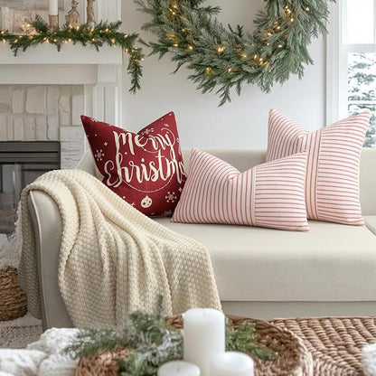 Christmas Pillow Covers 24x24, Modern Accent Square Throw Pillow Covers Set of 2 - Image 5