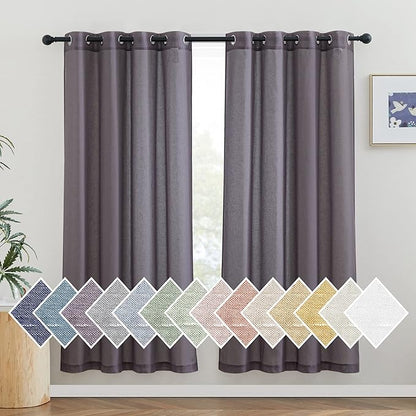 NICETOWN Semi Sheer Linen Blend Curtains, Grommet Solid Curtain Privacy by NICETOWN