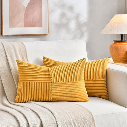 Fancy Homi 2 Packs Gold Yellow Lumbar Decorative Throw Pillow Covers 12x20 Inch - Image 5