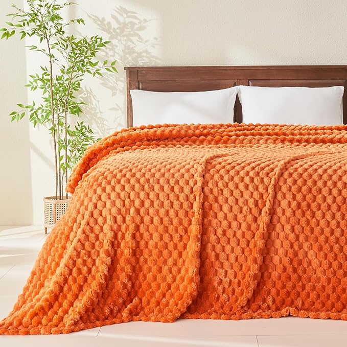 NEWCOSPLAY Super Soft Fall Queen Blanket Orange Premium Silky Flannel Fleece 3D - Image 2
