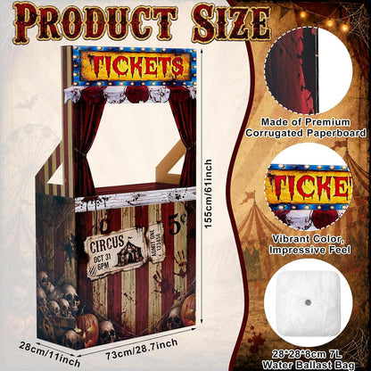 Circus Halloween Decorations Creepy Clown Carnival Ticket Booth Photo Prop