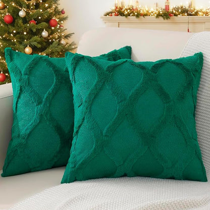 decorUhome Christmas Throw Pillow Covers 16x16 Inch Set of 2, Soft Plush Faux by decorUhome