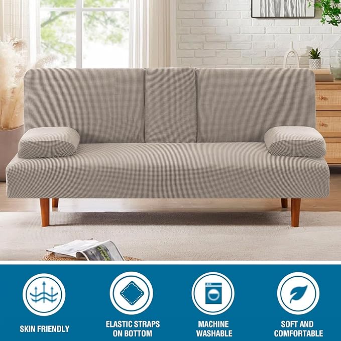 H.VERSAILTEX 4 Pieces Stretch Futon Covers Sofa Bed Slipcover - Image 3