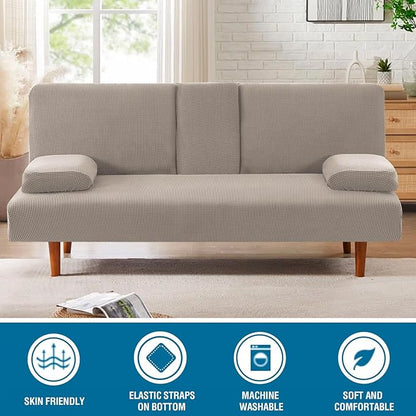 H.VERSAILTEX 4 Pieces Stretch Futon Covers Sofa Bed Slipcover - Image 3