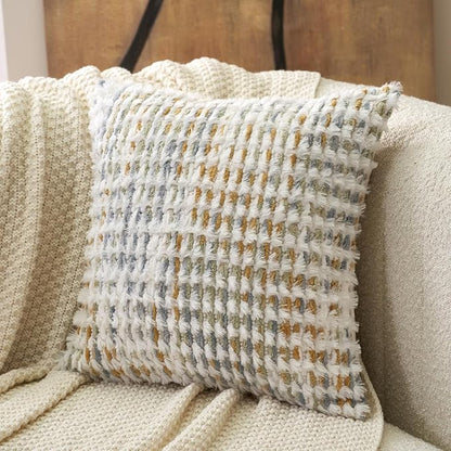 Aeckself Boho Chenille Tufted Pillow Cover 18 x 18 Inch, Decorative Square by AECKSELF