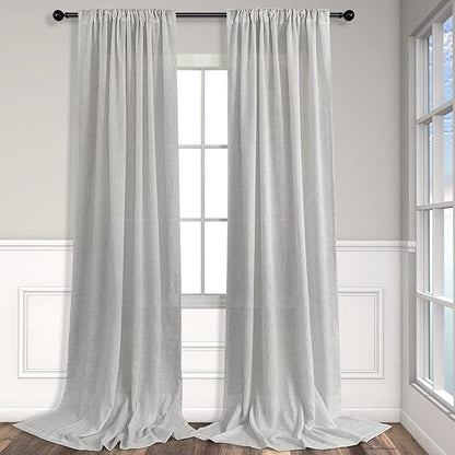 Pitalk Light Grey Linen Curtains 102 Inches Long - Image 8