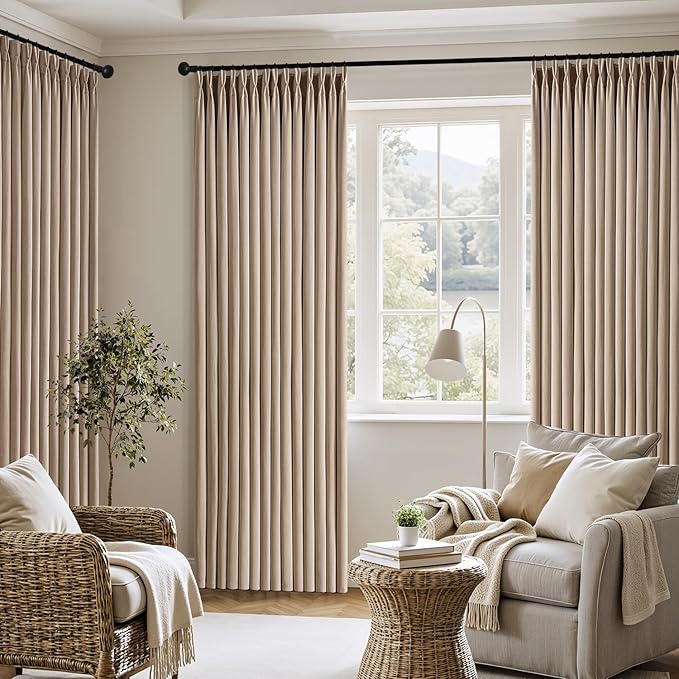 MIULEE Pinch Pleated Thick Linen Curtains 84 Inch 4 Panels Set Back Tab Memory - Image 5