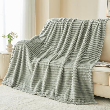 NEWCOSPLAY Super Soft Twin Blanket Sage Green Premium Silky Flannel Fleece 3D - Image 4