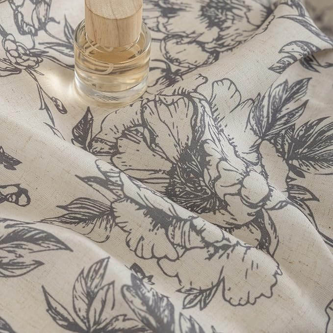 Taupe Floral Curtains for Living Room 72 Inches Long 2 Panels French Country - Image 6