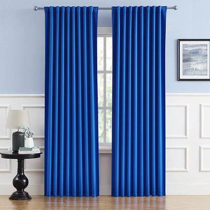 DUALIFE Royal Blue Curtains Room Darkening Curtains，Rod Pocket and Back Tab by DUALIFE