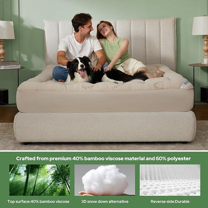 BEDLORE Full Size Mattress Topper Viscose Derived from Bamboo, Thick Pillow Top - Image 3