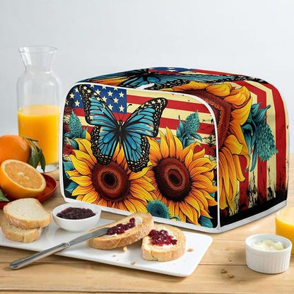Sunflower Butterfly Print Toaster Cover 2 Slice American Flag Small Kitchen - Image 5