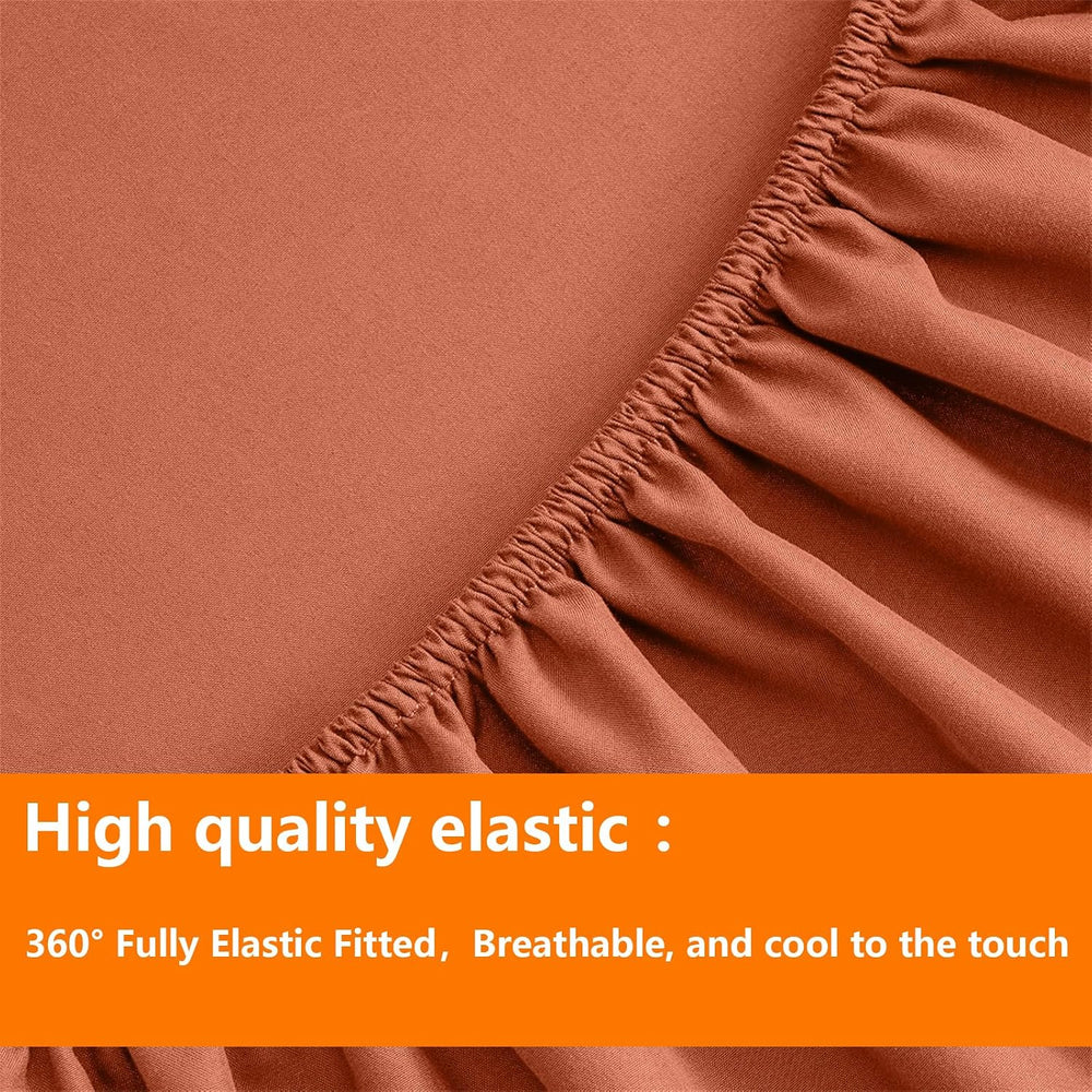 TAIMIT Burnt Orange King Comforter Set - 7 Pieces, Bed in a Bag Bedding Sets ...