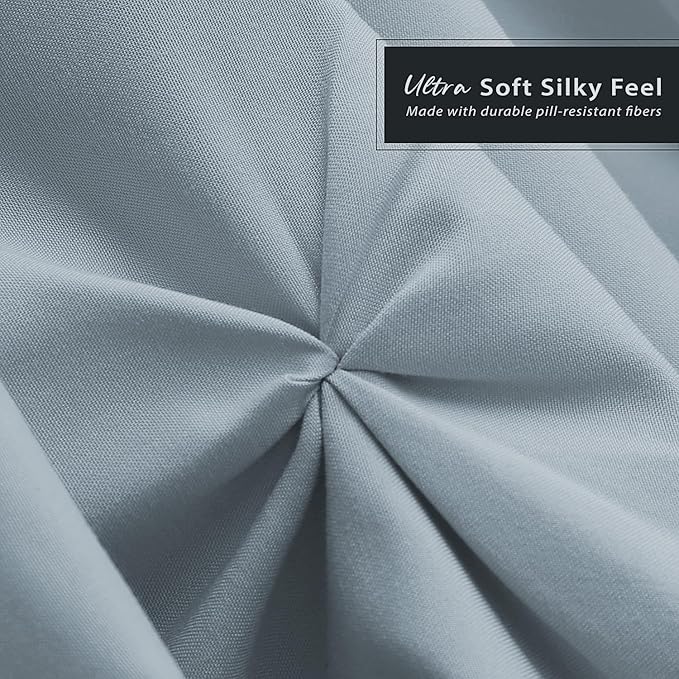 Nestl Stone Blue Bed Skirt Queen Size, Pinch Pleat Queen Bed Skirt, Hotel - Image 5