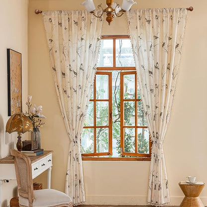 ENJOYBRIDAL Bird Patterned Curtains 63 Inch Long Semi Sheer Living Room Drapes - Image 7