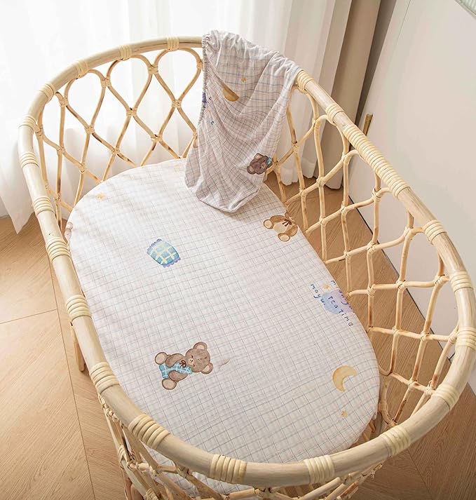 SDY Jersey Bassinet Sheets for Baby Girls, 32 "x 16 "x 4", Super Soft Breathable - Image 2