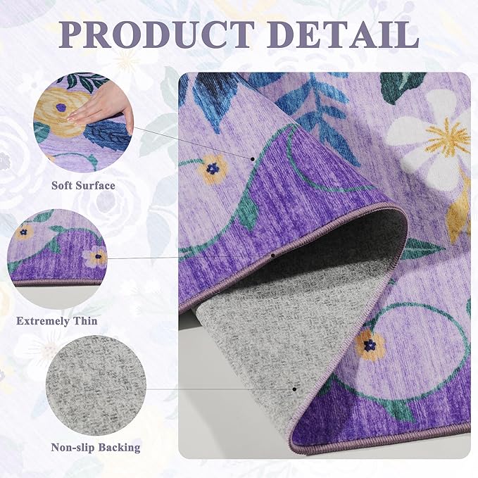 DUKINO 6x9 Area Rug, Floral Rugs - Image 4