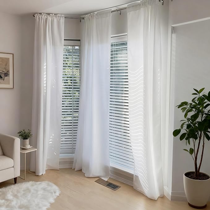 HOMEIDEAS White Semi Sheer Curtains 96 Inches Long, Light Filtering Privacy - Image 9