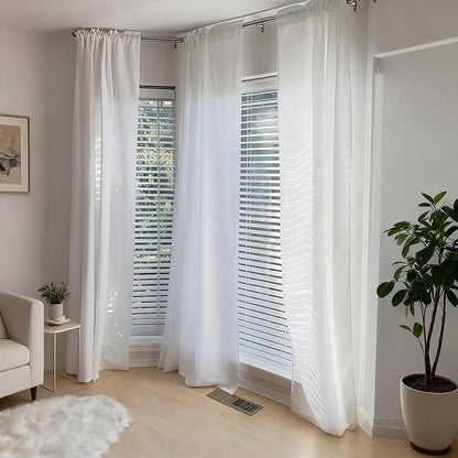 HOMEIDEAS White Semi Sheer Curtains 96 Inches Long, Light Filtering Privacy - Image 9